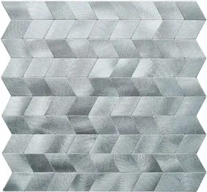 Primer plano que muestra la textura de metal cepillado de pegatinas de mosaico 3D