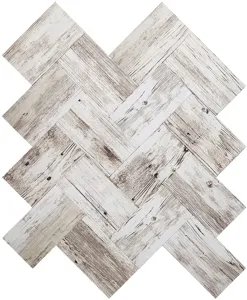 Textura detallada de azulejos de mosaico 3D autoadhesivos con vetas de madera.