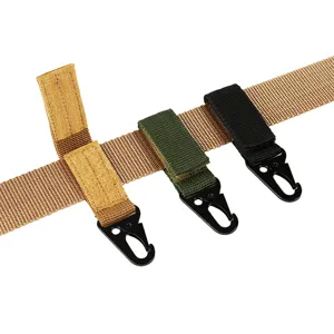 Boucle de sac à dos en sangle nylon tactique, mousqueton multifonction et attache de ceinture.