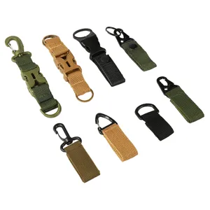 Taktisches Outdoor Nylon Gurtband Schnalle Set, multifunktionaler Karabiner mit Schlüsselanhänger