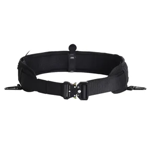 Professional black tactical MOLLE belt with metal quick-release buckle and mesh lining
