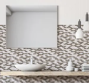Adesivo murale 3D effetto mosaico autoadesivo per decorare pareti interne del bagno.