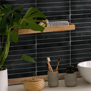 Modern black 3D chocolate-style self-adhesive tile stickers for kitchen backsplash and bathroom