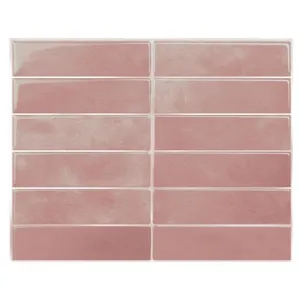 Adhésif mural carrelage rose 3D, mosaïque autocollante imperméable cuisine et bain.