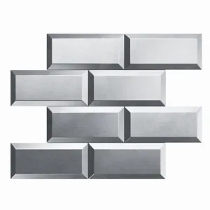 Piastrelle metalliche adesive argento spazzolato per paraschizzi cucina 3D e pareti