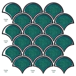 Adesivi murali 3D in resina epossidica a forma di squame di pesce verde smeraldo