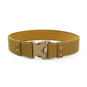 Detail view of a 5.5cm tactical belt with plastic buckle and snap fasteners