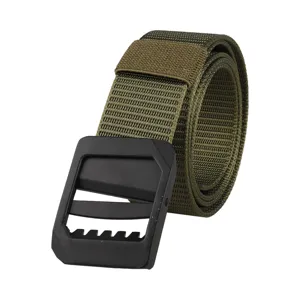 Military tactical nylon belt with durable black rectangle buckle for men