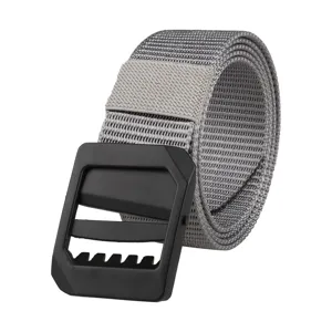 Men's tactical nylon-style canvas belt with black ladder lock buckle for outdoor use