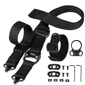 Sangle Tactique Deux Points pour Arme Sangle en Polyester Réglable avec Ensemble de Fixation Pivotante QD en Métal pour Extérieur