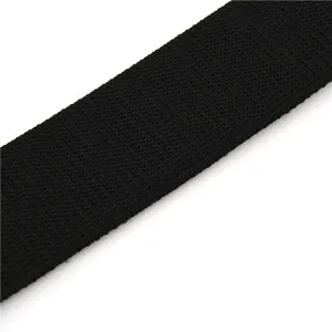 Close-up detail of a 5.5cm black tactical belt webbing with durable weave texture