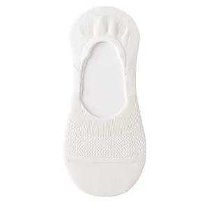 Women Minimalist Combed Cotton No Show Socks Anti-Slip Silicone Invisible Mesh Cutout Casual Short Tube Boat Socks For Summer