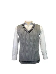 Unisex Casual Knit V-Neck Sweater Vest Cable Knit Preppy Style Sleeveless Pullover Top For Men Women