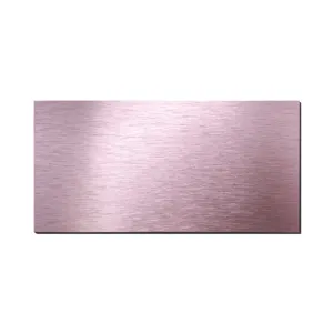 Nahaufnahme eines gebürsteten roségoldenen Wandaufklebers aus Aluminium-Kunststoff