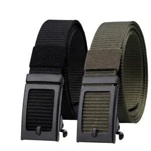 Men Tactical Belt Thickened Imitation Nylon Woven Outdoor Belt With Iron Automatic Buckle Adjustable Military Waistband