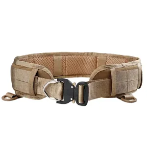Heavy-duty outdoor tactical belt with breathable mesh lining and cobra metal buckle