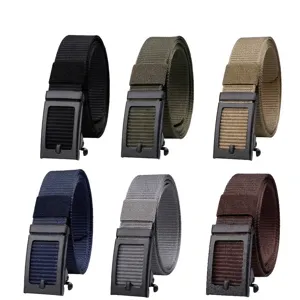 Mens tactical nylon woven belt with automatic buckle available in six assorted colors