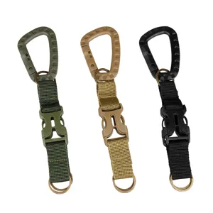 Boucle de sac à dos en sangle nylon tactique outdoor, mousqueton multifonction et attache rapide.