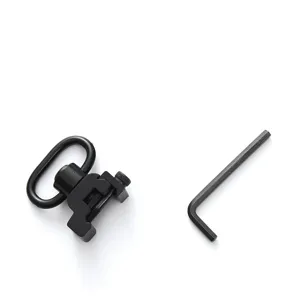 High-strength black metal tactical QD sling swivel set with 20mm rail base and tool