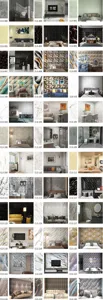 Catálogo variado de pegatinas de pared de PVC imitación mármol para diversos ambientes de casa