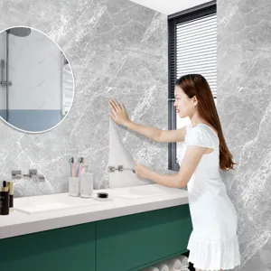 Waterproof PVC Marble Wall Sticker Self Adhesive Bathroom Tile Renovation Wallpaper Moisture Proof DIY Home Renovation Stickers