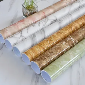 Waterproof self-adhesive marble wallpaper rolls in various textures and colors