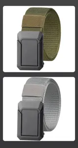 Detailed closeup showing durable nylon tactical belt with sturdy alloy buckle in two colors.