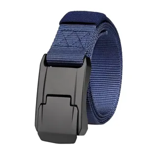 Cintura tattica blu navy con fibbia in alluminio nero opaco per attività all'aperto uomo