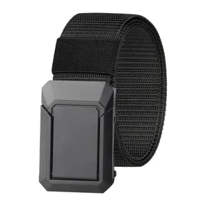 Mens tactical nylon woven belt with heavy duty buckle casual outdoor black belt everyday wear