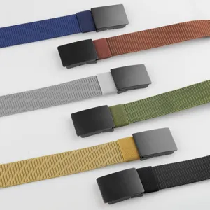 Men's Automatic Buckle Nylon Belt Casual Tactical Work Waist Belt For Jeans Adjustable No Hole Woven Belt Outdoor Accessory