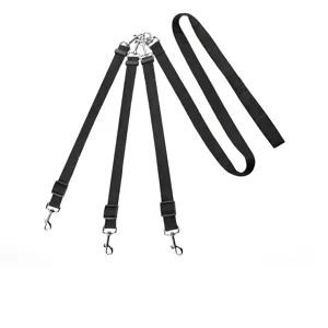 Triple Dog Leash Set Multi-Head Pet Lead For Large Medium Small Dogs Adjustable Nylon Padded Handle Tangled Free Heavy Duty Pet Traction Leash