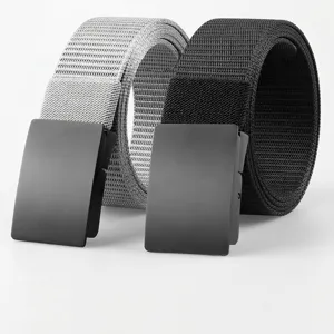 Durable nylon automatic buckle belt for men in gray and black colors, versatile style