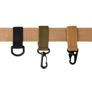 Porte-clés de sangle en nylon tactique d'extérieur avec anneau en D et crochets de randonnée.