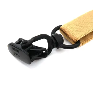 Tactical sling metal hook and webbing detail, durable tactical gear hardware part.