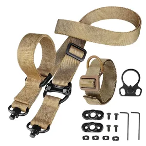 Sangle tactique multipoint MS4 kaki avec pivot QD et base de montage
