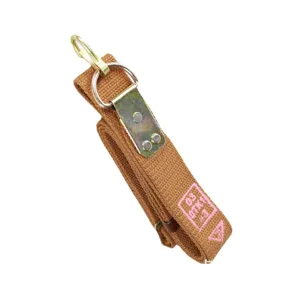 Heavy-duty brown tactical mission strap with durable metal AK hook and riveted plate