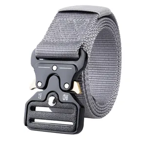 Men tactical belt quick release metal buckle heavy duty nylon webbing military style outdoor