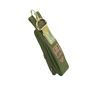 Heavy-duty green canvas tactical strap with durable metal hook for outdoor gear