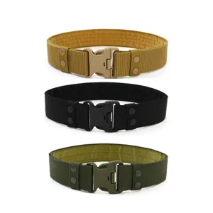 Professional Heavy Duty Tactical Belt Men High Strength Woven Nylon Belt Outdoor Security Utility Belt Quick Release Plastic Buckle