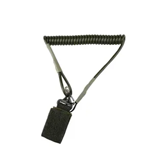 Cordino tattico a molla con clip in metallo e cinturino in nylon verde