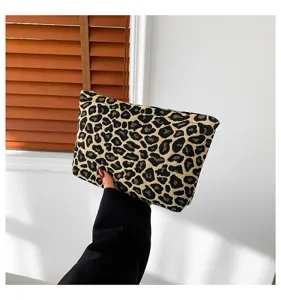 Stylische Make-up-Tasche mit Leopardenmuster und großem Fassungsvermögen für Damen
