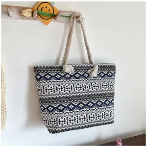 Dames Canvas Tote Bag Etnische Grote Capaciteit Schoudertas Bedrukt Bohemian Mode Handtas Dagelijks Reizen Shopping Tas