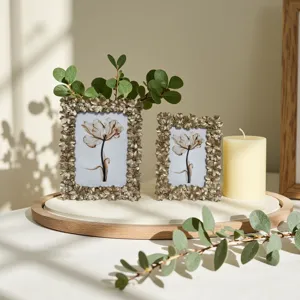 Vintage resin photo frame detail showcase featuring delicate floral relief design, elegant home decor.