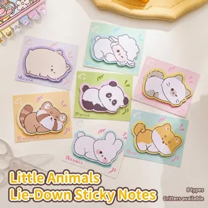Cute Animal Lying Sticky Notes Creative Shaped Memo Paper For Students Office School Supplies Panda Cat Dog Capybara Stationery