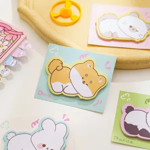 Cute animal sticky notes set featuring Shiba Inu dog and panda shapes for journaling