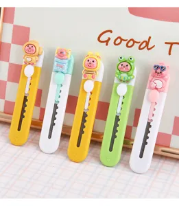 Cutter mignon de dessin animé pour étudiant et art, petit couteau de poche portable.