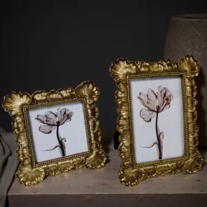 Vintage gold picture frame baroque style ornate photo frame for desktop home decor living room