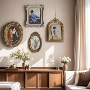 Victorian style carved picture frame resin gold vintage photo frame wall hanging home decor detail