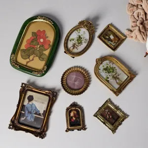 Elegant Vintage French Relief Gold Resin Photo Frame Set for Artistic Wall Decor