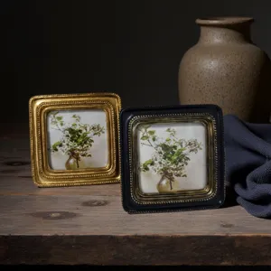 Elegant vintage European gold and black embossed picture frames for rustic home decor